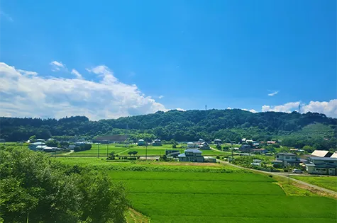 久慈駅手前の田園風景